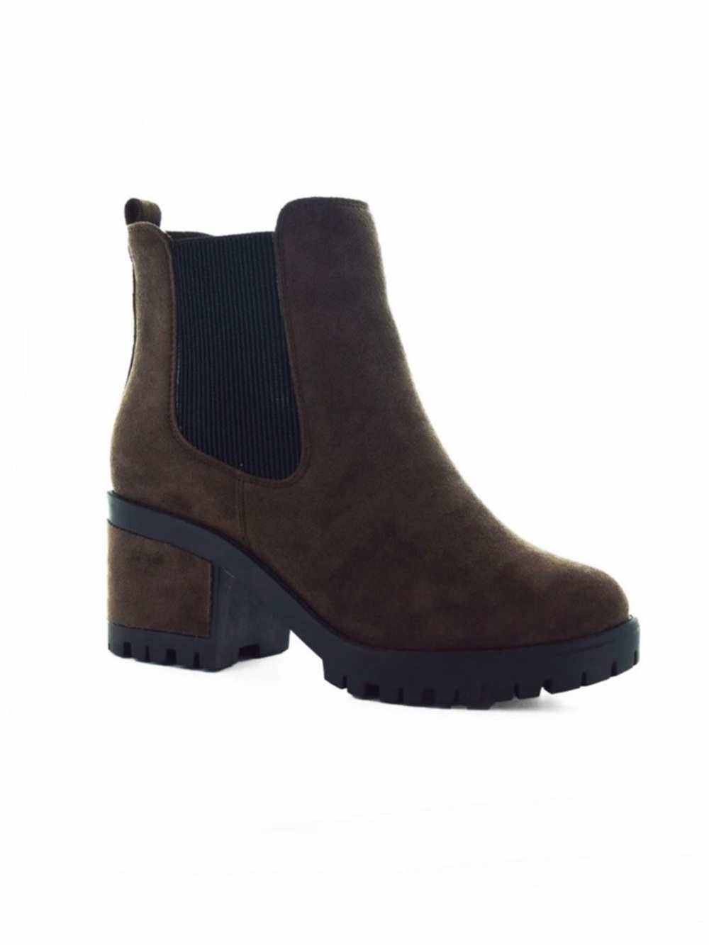 Seven7 BERLIN Brown Round Toe Block Heel Pull On Ankle Boots Size 8